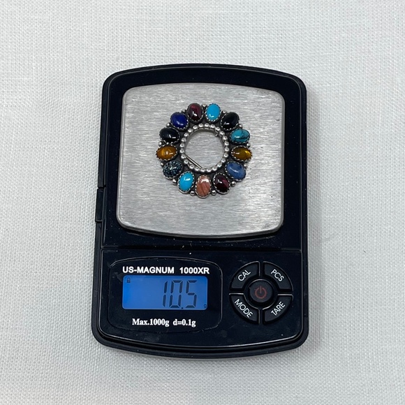 Bea Tom Navajo Vintage Multi-stone Pin/Brooch/Pendant Sterling - Picture 7 of 8